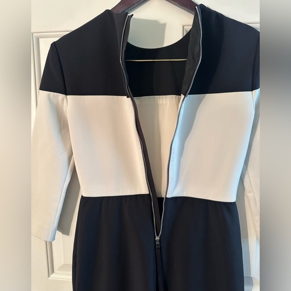 rag & bone Black White Carola Colorblock Dress Sz 0 Stretch Bodycon Exposed Zip - Picture 12 of 16